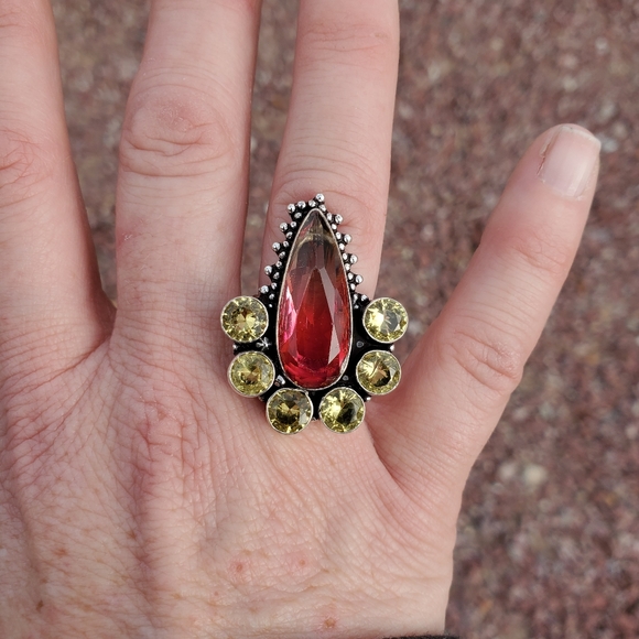 New Bi-Color Tourmaline & Citrine 925 Silver Ring. - Picture 14 of 14